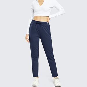 NEW OUGES Women's Open Bottom Cotton Sweatpants Navy Blue